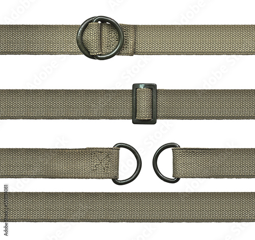 Seamless Set of khaki straps Isolated on transparent background