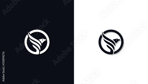 Falcon Circle Bird Logo Design Template Inspiration idea