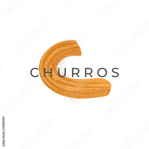Delicious Churros Simple Illustration Logo With Sweet Sugar Sprinkle