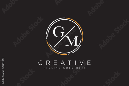 letter gm elegant and luxury Initial with circle frame minimal monogram logo design vector template