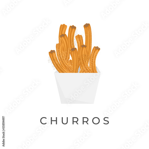 Churros Illustration Logo In A Paper Box