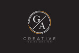 letter ga elegant and luxury Initial with circle frame minimal monogram logo design vector template
