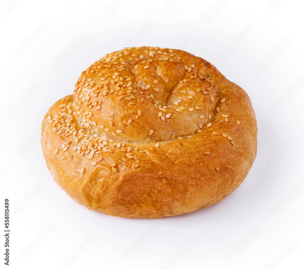 Puff pastry bun rolled up in the form of a snail