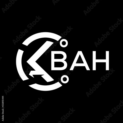 BAH letter logo. BAH white image on black background. BAH vector logo design for entrepreneur and business. BAH best icon.	
