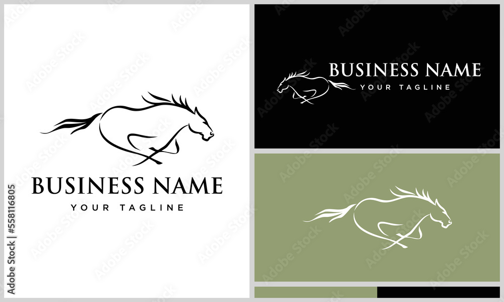 line art horse run logo
