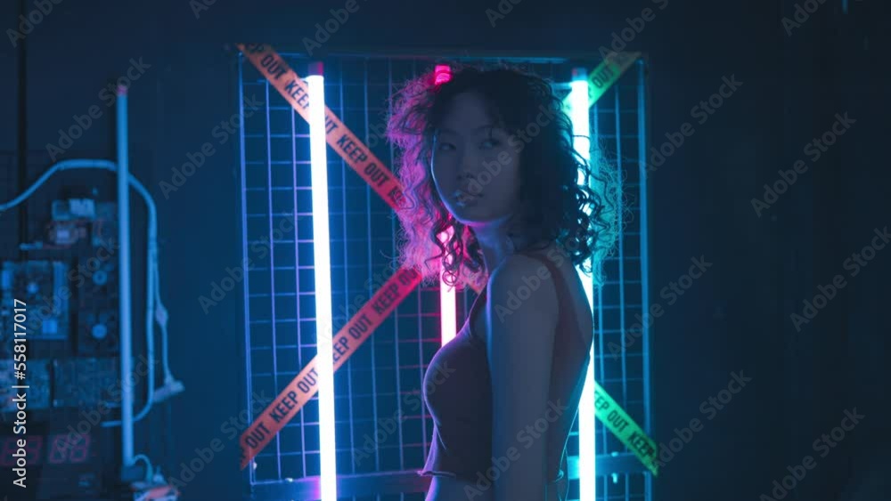Portrait of Asian woman Slowly raises head look towards up Portrait of Asian woman Slowly raises head look towards up