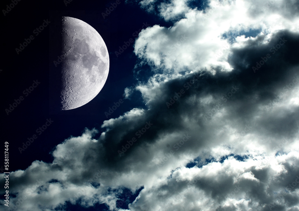 The moon in the night sky