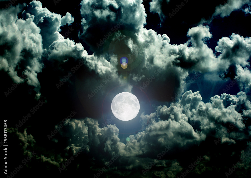 The moon in the night sky