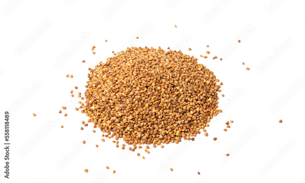 Raw Buckwheat Pile Isolated, Dry Buck Wheat Grains, Russian Kasha Heap, Uncooked Buckwheat Cut Out Raw Buckwheat Pile Isolated, Dry Buck Wheat Grains, Russian Kasha Heap, Uncooked Buckwheat Cut Out