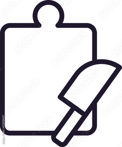 Board and knife concept. Modern outline high quality illustration for banners, flyers and web sites. Editable stroke in trendy flat style. Line icon of board and knife