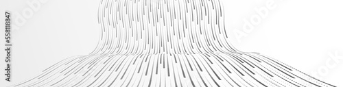 Technology vector abstract background with lines big data flow, 3D abstraction of nanotechnology and science, electronics and digital style, wire net dimensional perspective.