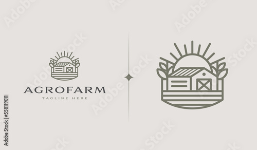 Rustic Retro Vintage Wooden Barn Farm logo Illustration. Universal creative premium symbol. Vector sign icon logo template. Vector illustration