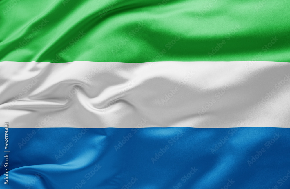 Obraz premium Waving national flag of Sierra Leone