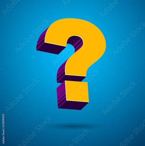 3D question mark query symbol vector icon, design element.
