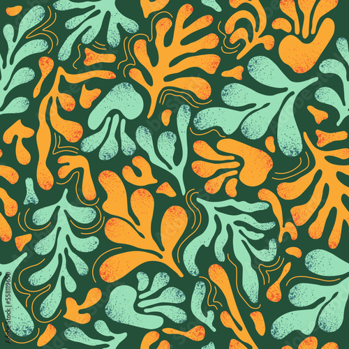 Abstract seamless pattern with floral elements. Modern tropical leaves. © Аня Марюхно