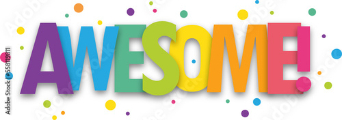 Tablou pe pânză AWESOME! colorful typography banner on transparent background
