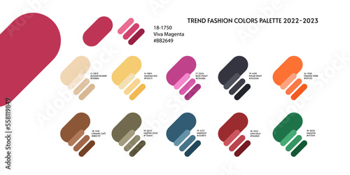 New pink Viva Magenta color fashion color trend winter 2022 2023. Color palette forecast of the future color trend new