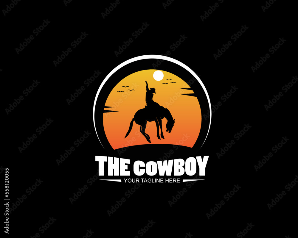 Cowboy logo silhouette design vector Cowboy logo silhouette design vector