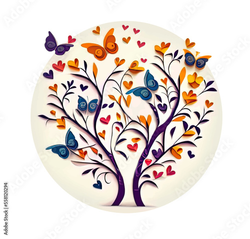 Abstract tree, love, leaf from hearts