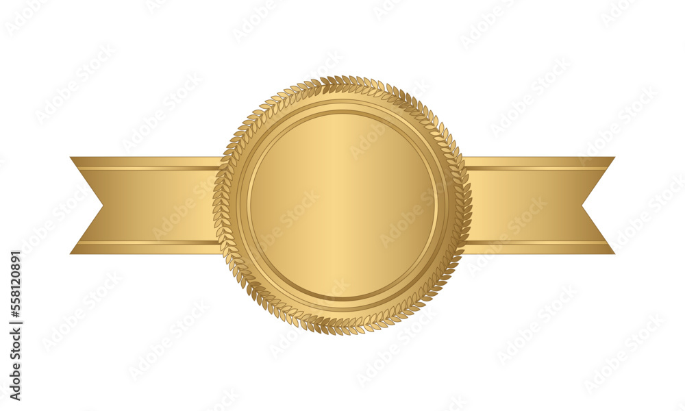 Golden stamp with horizontal ribbons. Luxury seal. Blank golden seal. Vector illustration Golden stamp with horizontal ribbons. Luxury seal. Blank golden seal. Vector illustration