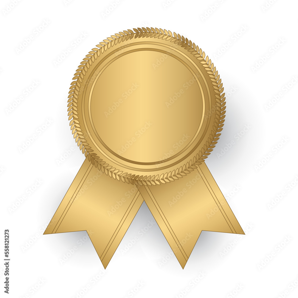 Vector golden seal with ribbons. Luxury seal. Blank golden seal. Vector illustration Vector golden seal with ribbons. Luxury seal. Blank golden seal. Vector illustration