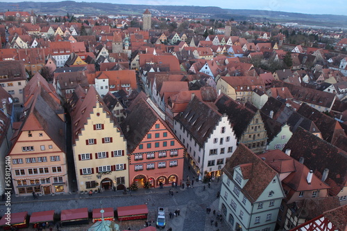 Panorama view of the old town in Rothenburg ob der Tauber, Germany