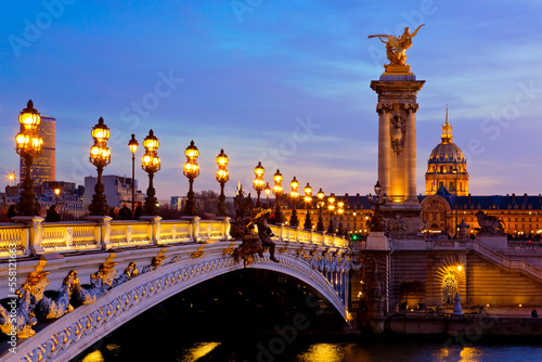 Pont Alexandre III (Alexander the third bridge) over river Seine in Paris