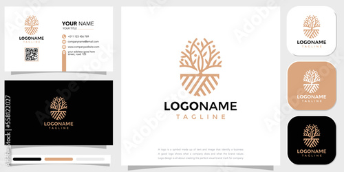 Tree vector icon. Nature trees vector illustration logo design. business card.