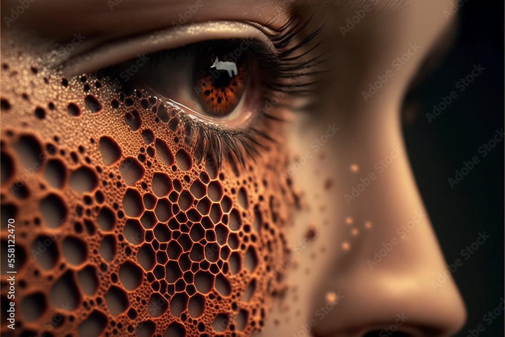 Trypophobia concept. The phobia or excessive fear of holes or ...