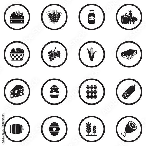 Farm Products Icons. Black Flat Design In Circle. Vector Illustration. © andrej