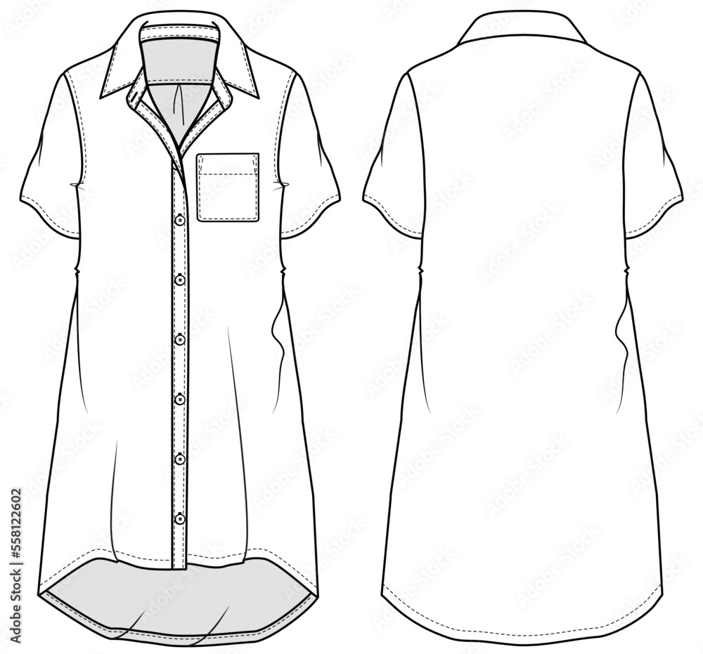 Long Sleeve T-Shirt Tops technical Fashion Flat Sketch vector template for  Women's. 17040462 Vector Art at Vecteezy