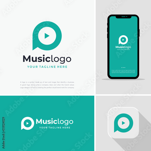 letter P isolated circle for music play list logo design, usable logo for music app , content creator, social media chanel , business , technology logo design template.