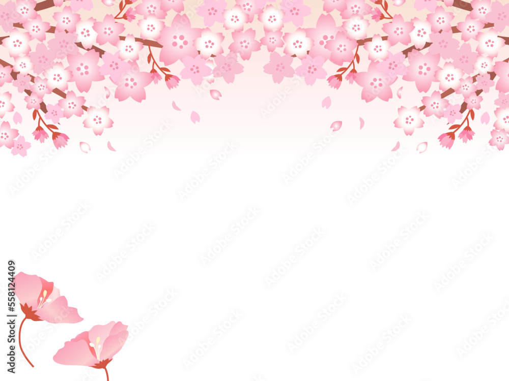 かわいい桜の花で作ったテキストフレーム