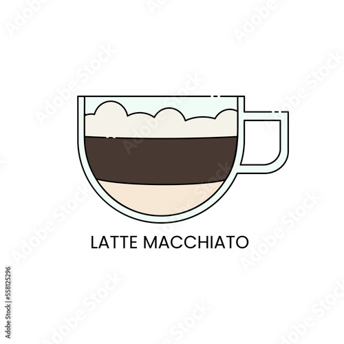 Delicious latte macchiato icon isolated. Outlined drink vector illustration design