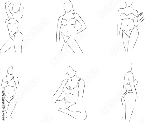 Set of line female body underwear