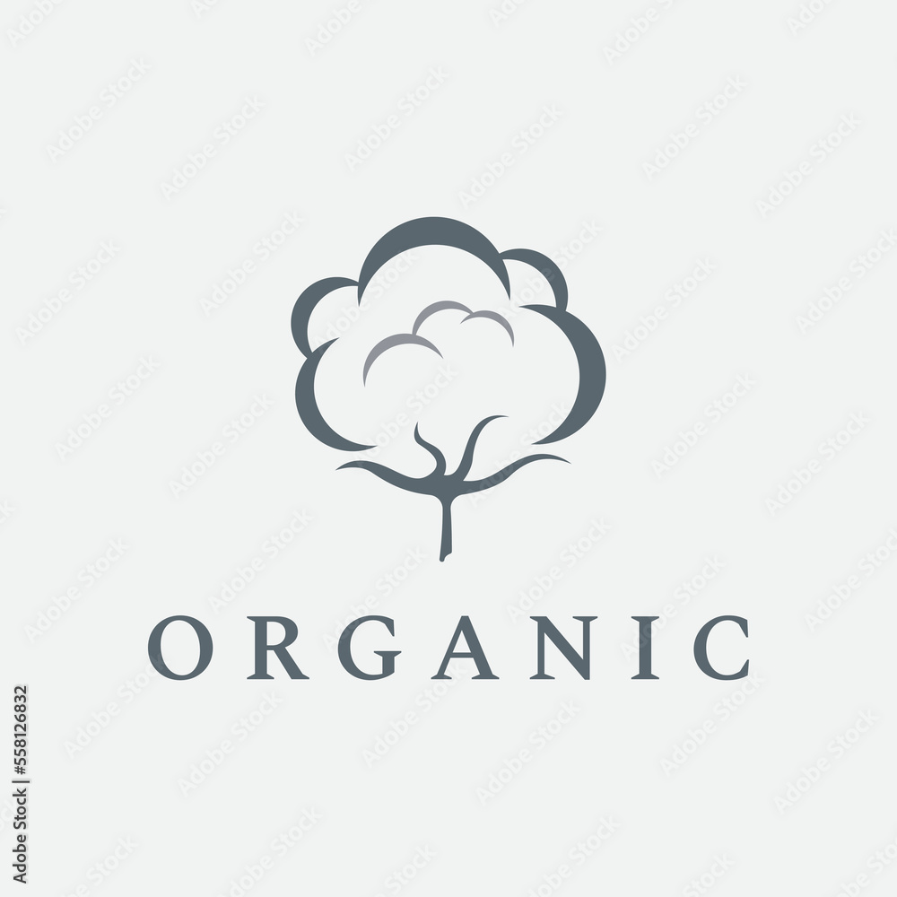 Logo design natural organic soft cotton flower plant for business, textile,clothing and beauty. Logo design natural organic soft cotton flower plant for business, textile,clothing and beauty.