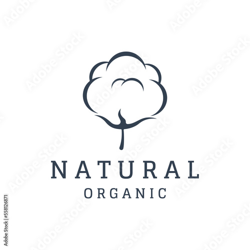 Logo design natural organic soft cotton flower plant for business, textile,clothing and beauty.