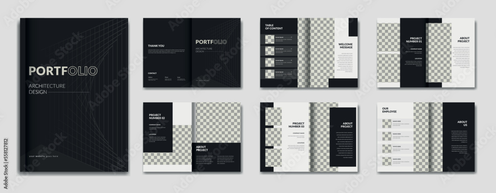 Architecture black and white portfolio design template, architecture ...