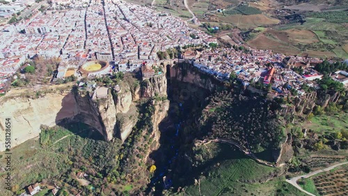 Aerial shot of the city of Ronda in Southern Spain photo