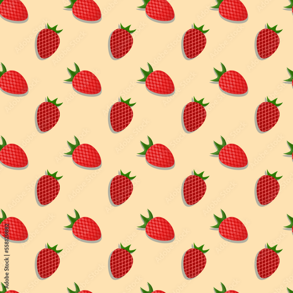 Seamless pattern with ripe strawberry summer fruit Seamless pattern with ripe strawberry summer fruit