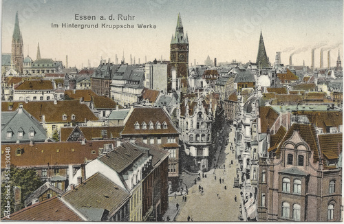 Obraz na płótnie Essen Panorama um 1910 (original historische Ansicht) w salonie