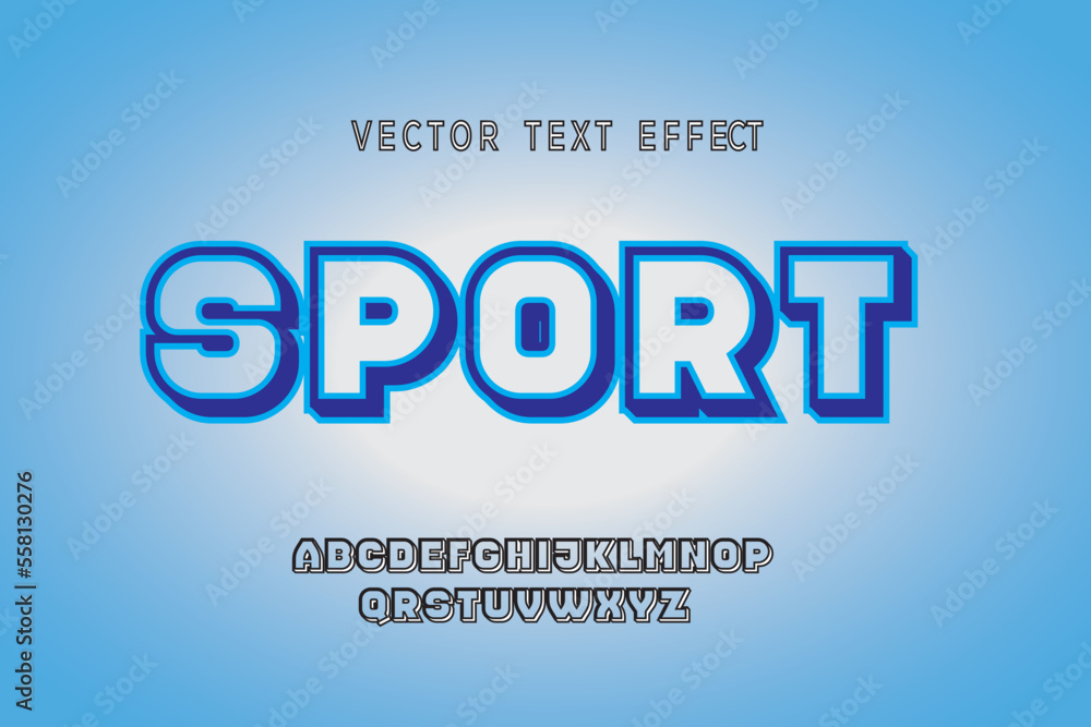 sport text effect template with 3d style editable font effect