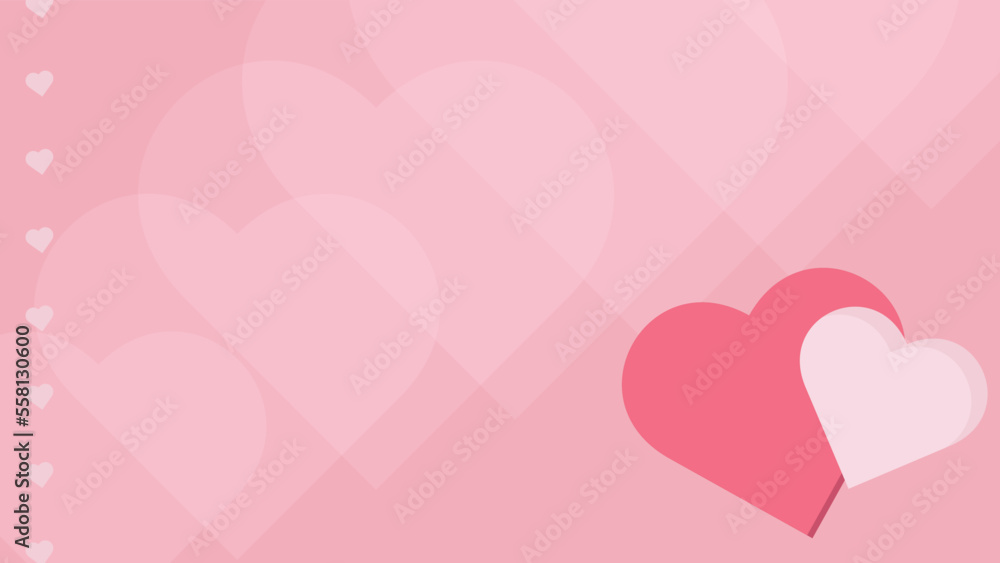 Heart love pink and white background vector illustration with copy space, suitable for Valentine's day February celebration