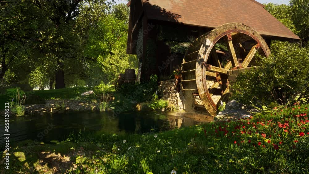 Quiet, cozy atmosphere on a hot summer day near the old water mill. The concept of rest, relaxation and comfort. Quiet, cozy atmosphere on a hot summer day near the old water mill. The concept of rest, relaxation and comfort.