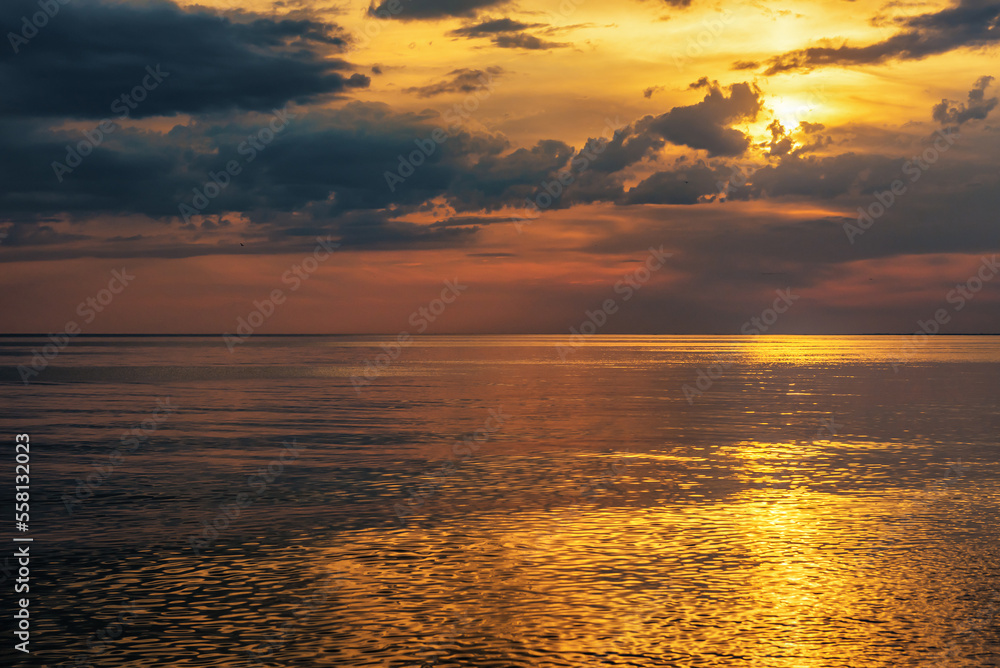 Beautiful sunset or sunrise over the sea