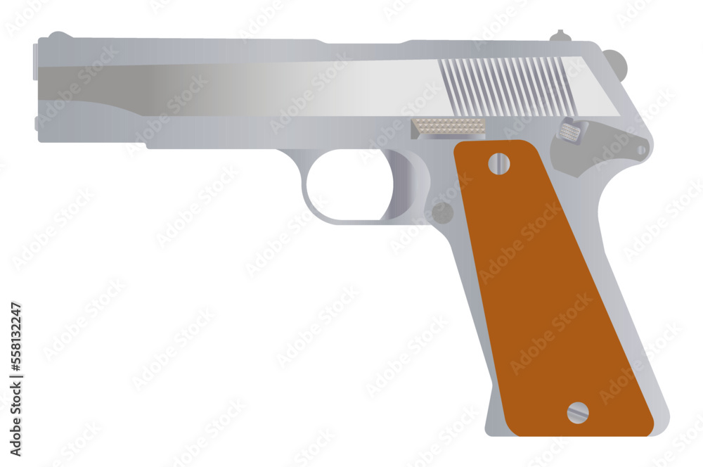 Fototapeta premium silver 9 mm pistol in profile