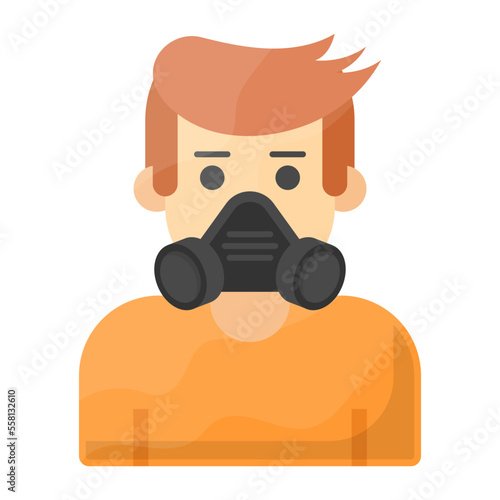 atmosphere-supplying respirators vector color icon design, Environmental pollution symbol, Chemical Biological contamination sign, Pollutants stock illustration, air-purifying respirators concept photo