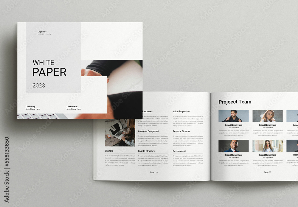 White Paper Template Landscape Stock Template | Adobe Stock