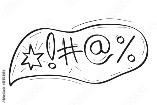 Swear, expletive words vector. Angry, rude fellings in comic, cartoon baloons. Dynamite icon vector in doodle style Bomb sign. Metaphor of negative feelings