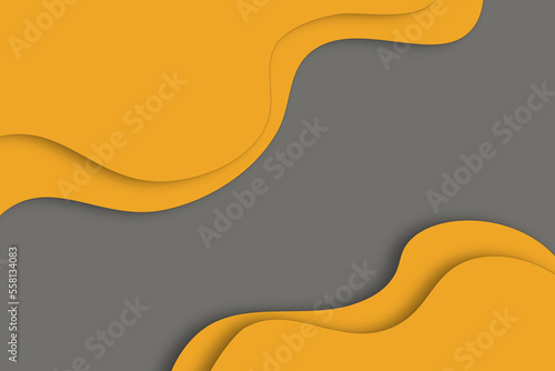 abstract background with curvy yellow shapes on grey background and free text space